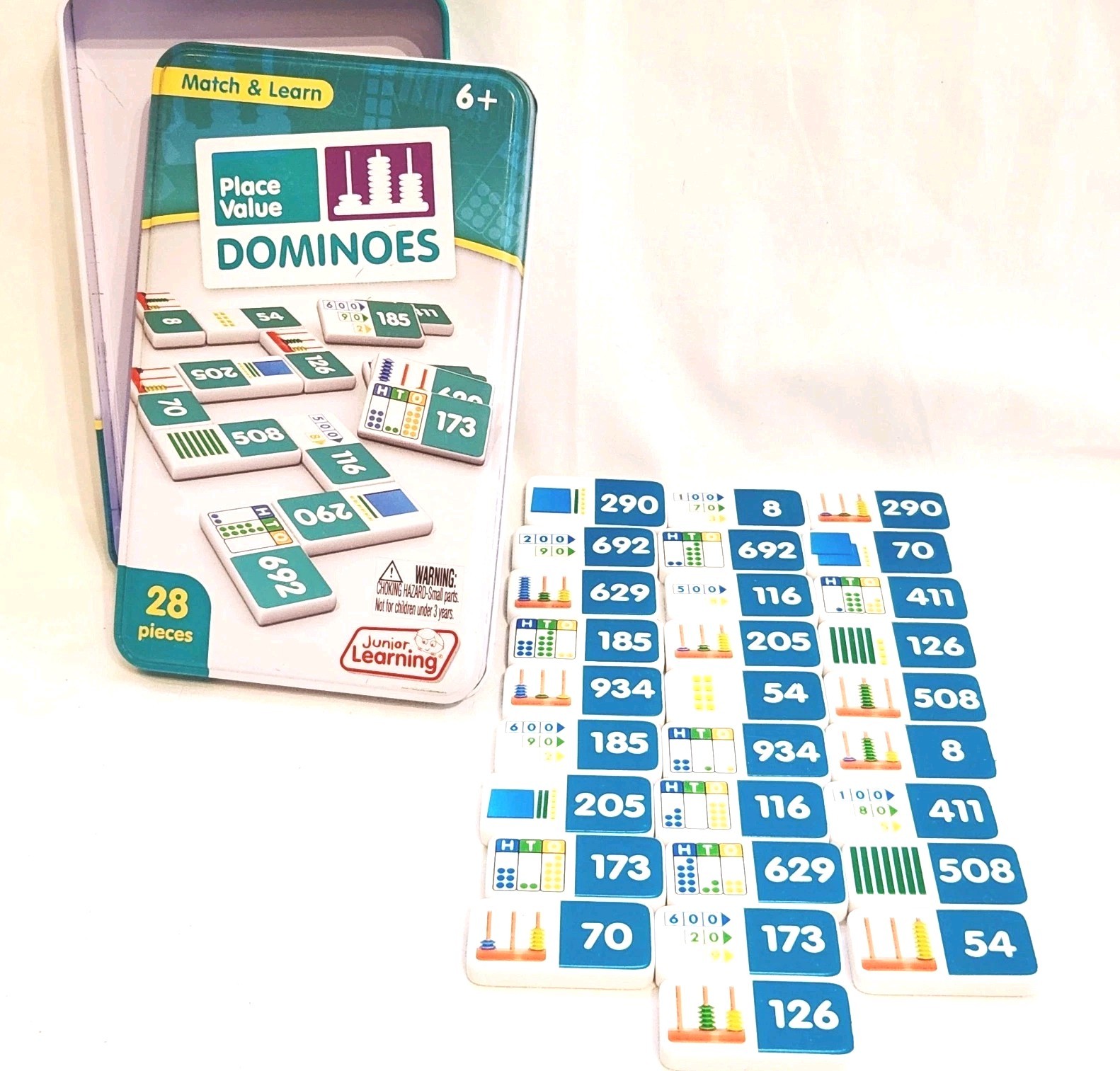 28 pc Junior Learning Place Value Dominoes Match & Learn Educational complete