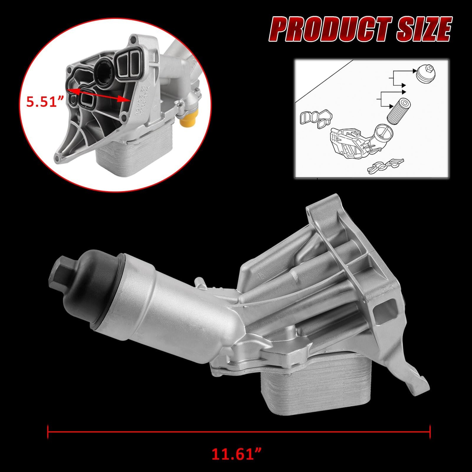 11428596283 Upgrade Aluminium Engine Oil Cooler Filter Housing With Gasket As…