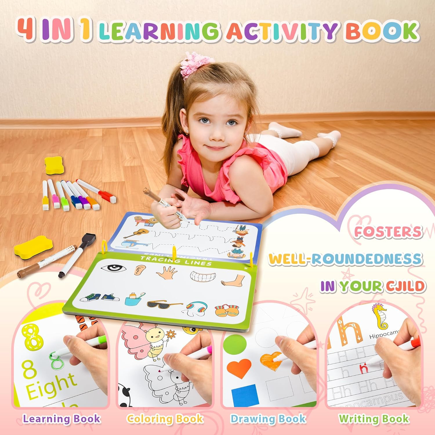 Preschool Learning Activities Educational Workbook: Prek Handwriting Practice Tr