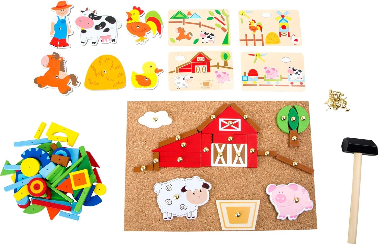 small foot 10228 Hammer game “Farm” made of wood, cork floor with motives of the