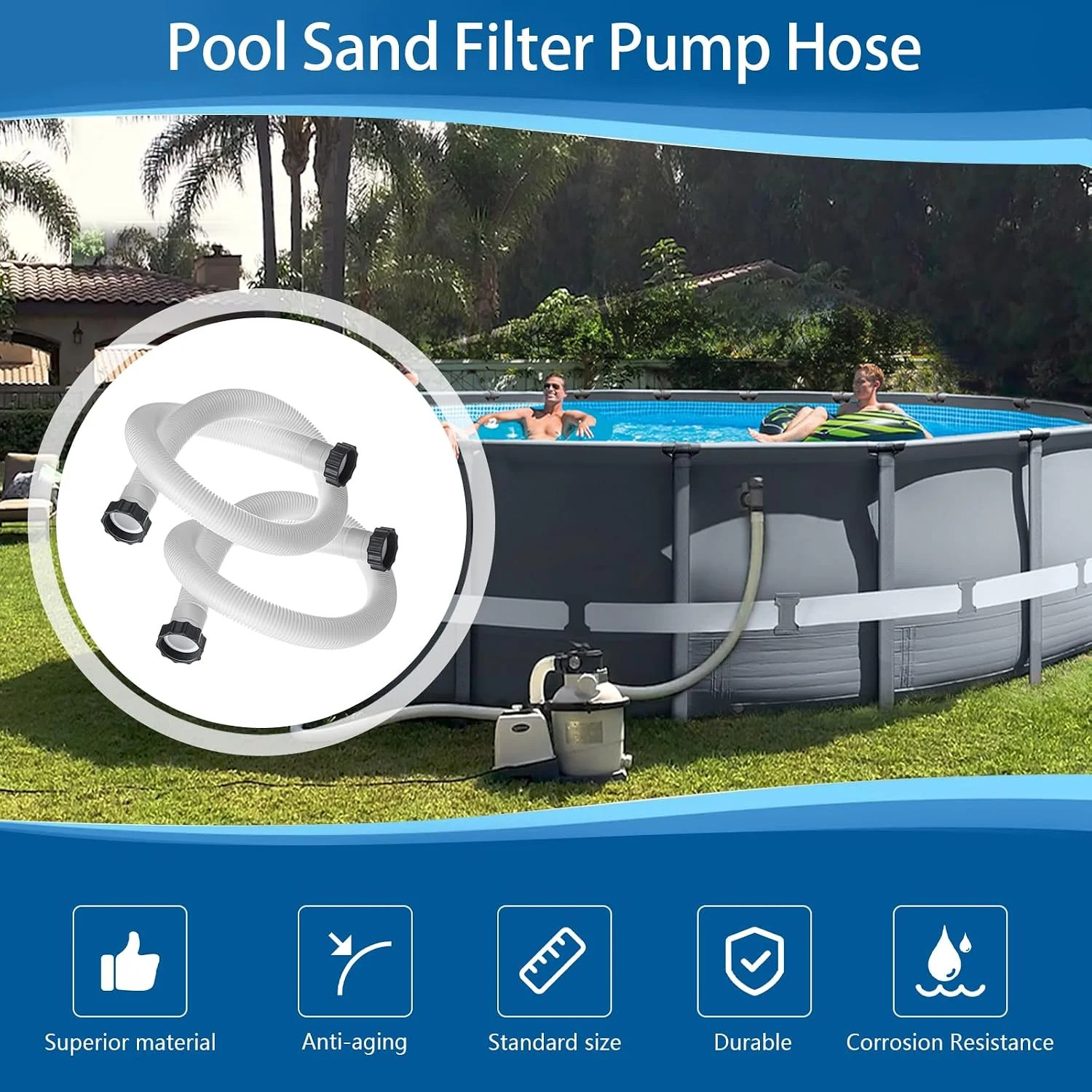 1.5″ Pool Pump Hose for Coleman Intex, 1.5 inch Pool Hoses for Above Ground Pool