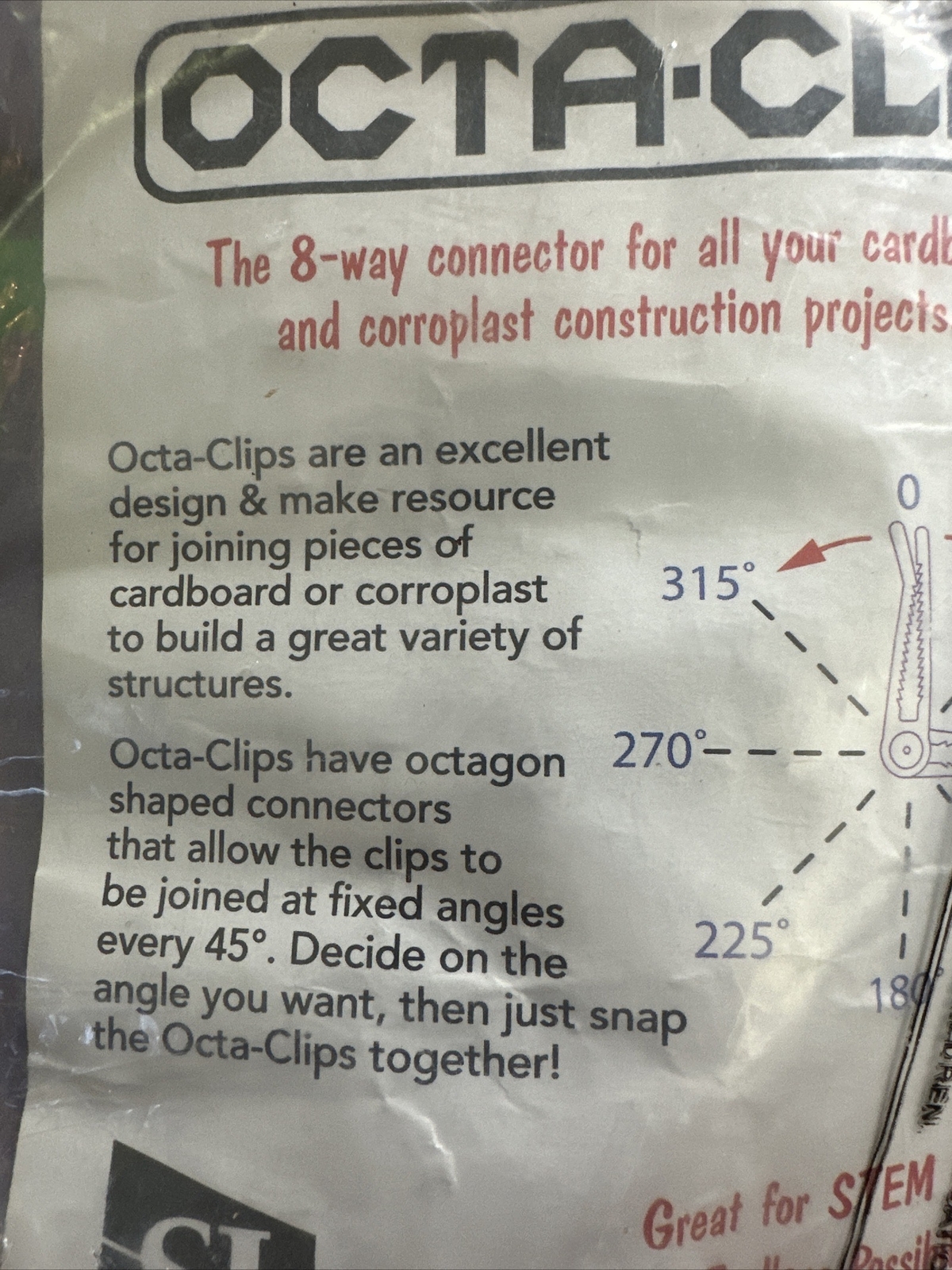 Octa-Clip Set of 50 Building Clips Cardboard Construction STEM NIP