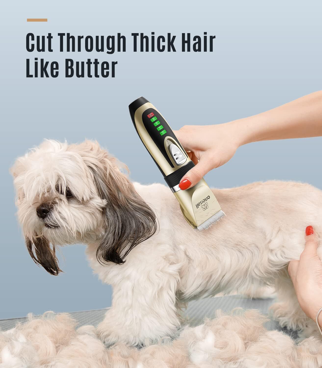 oneisall Dog Grooming Clippers and Paw Trimmer Kit 2 in 1 Quiet Cordless Dog
