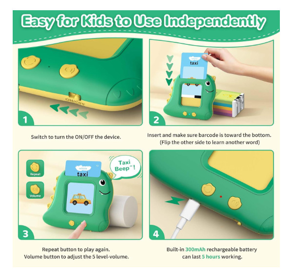 Toddler Toys Talking Flash Cards with 510 Sight Words, Montessori Learning To…