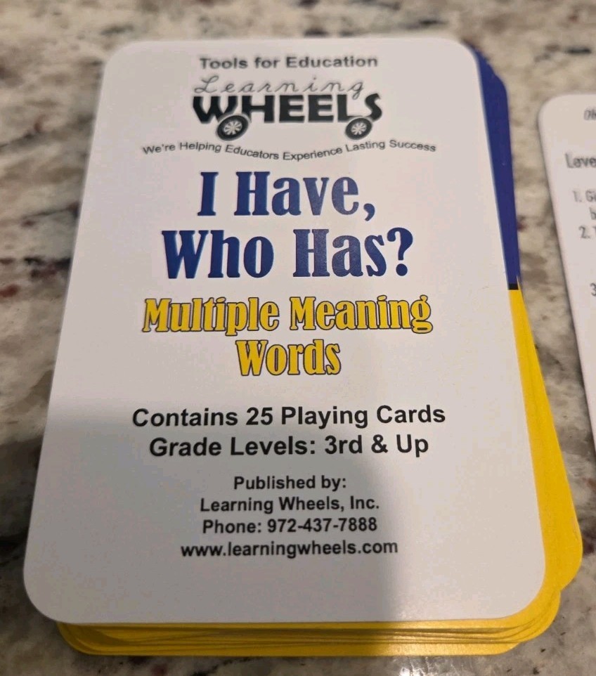 I Have Who Has Multiple Meaning Words Learning Wheels Ink