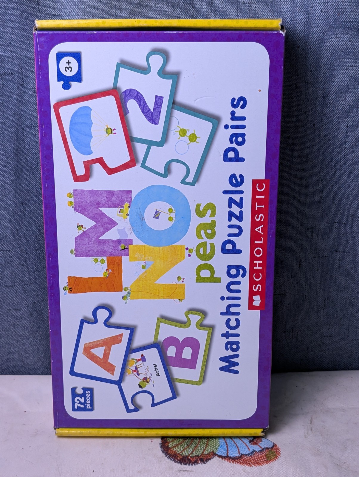 Alphabet Numbers 72 Pieces Scholastic LMNO Peas Matching Puzzle Pairs Kids