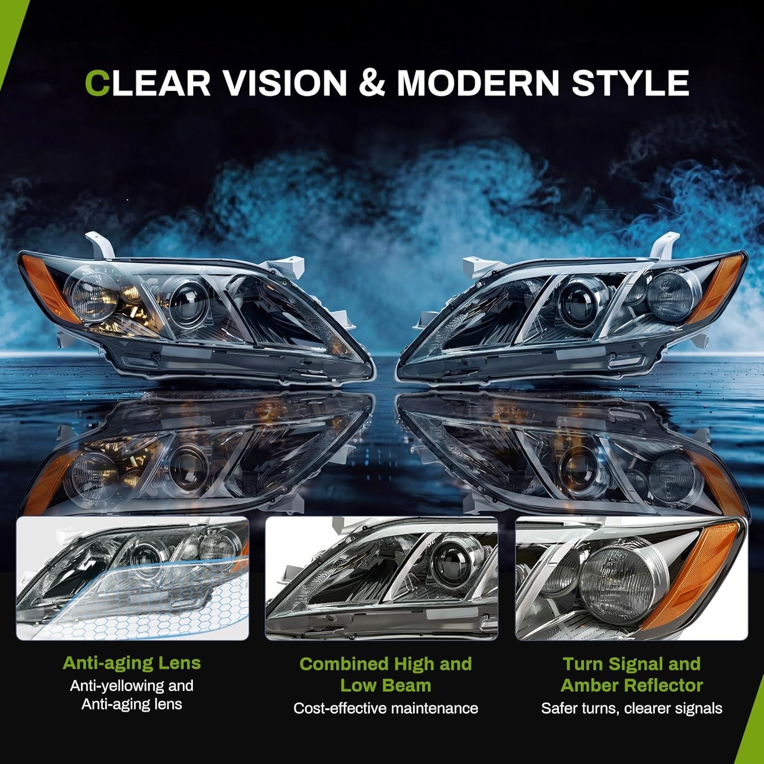 Projector Headlight Assembly 2007-2009 Camry (4-Door Sedan) Exclude Hybird Chrom
