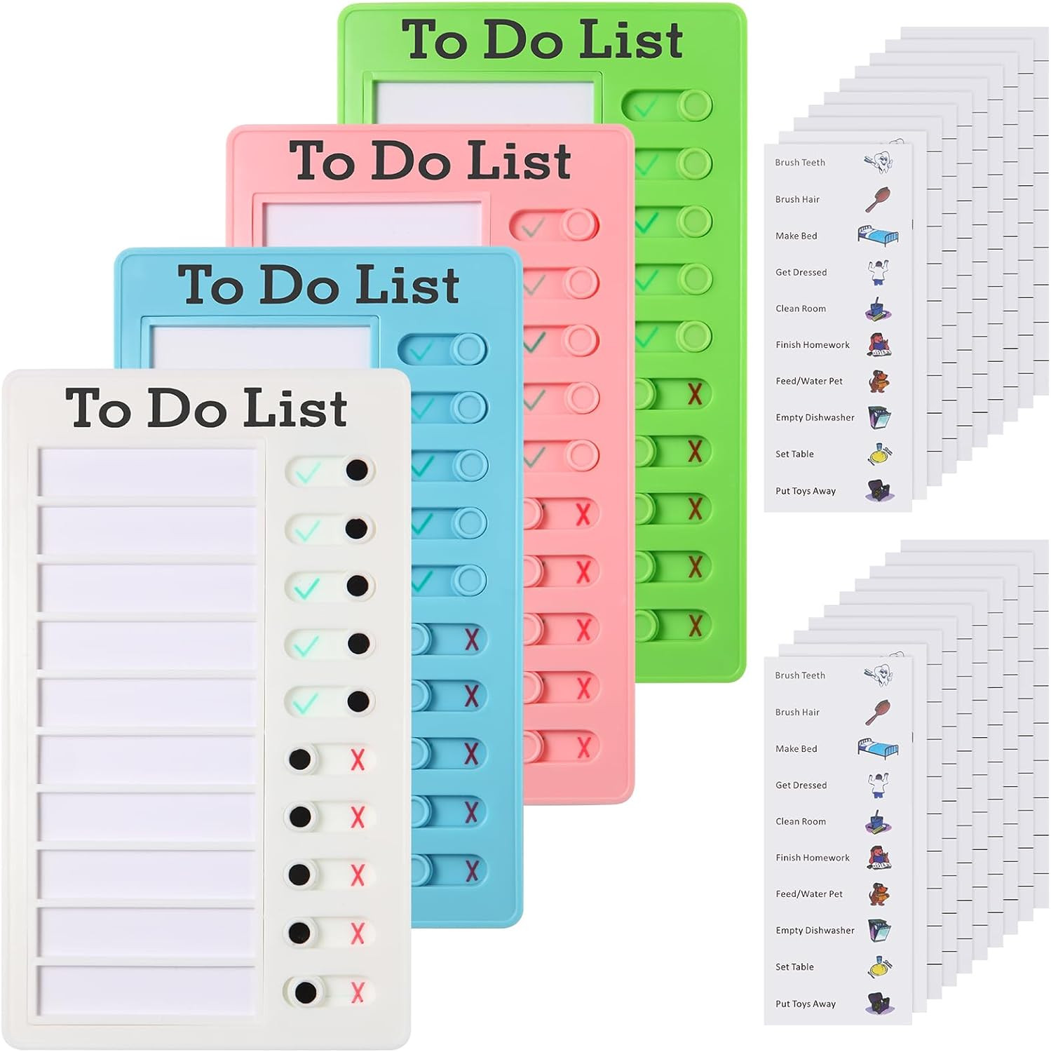 Chore Chart for Kids Daily Sliding Task Board Checklist Visual Schedule 4pk