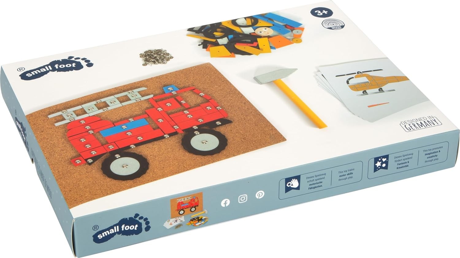small foot Vehicles of The City Toy, Wood, with Cork Board and Hammer, for Kids