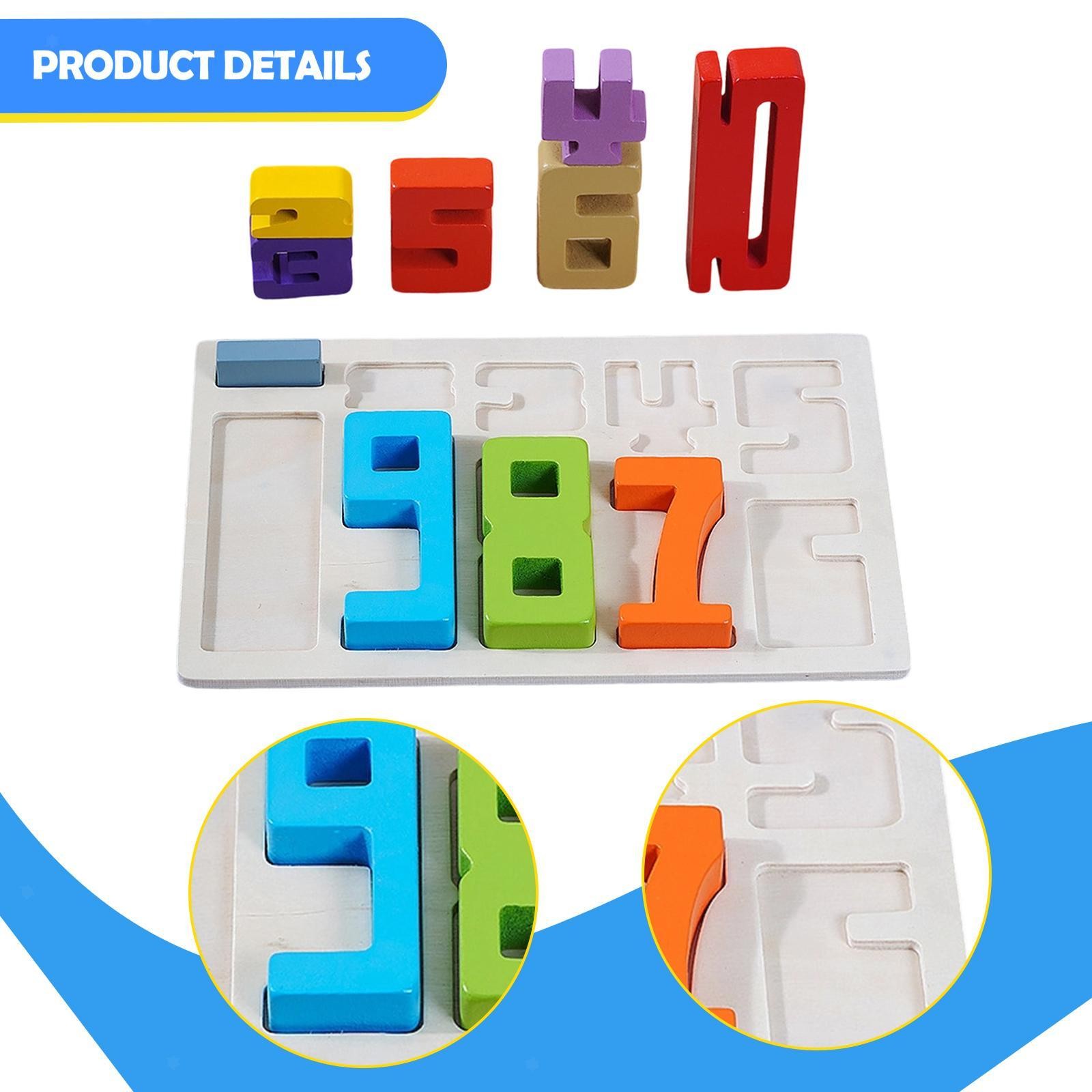 Wooden Number Building Blocks Wooden Number Puzzle Toy Colors Learning Counting