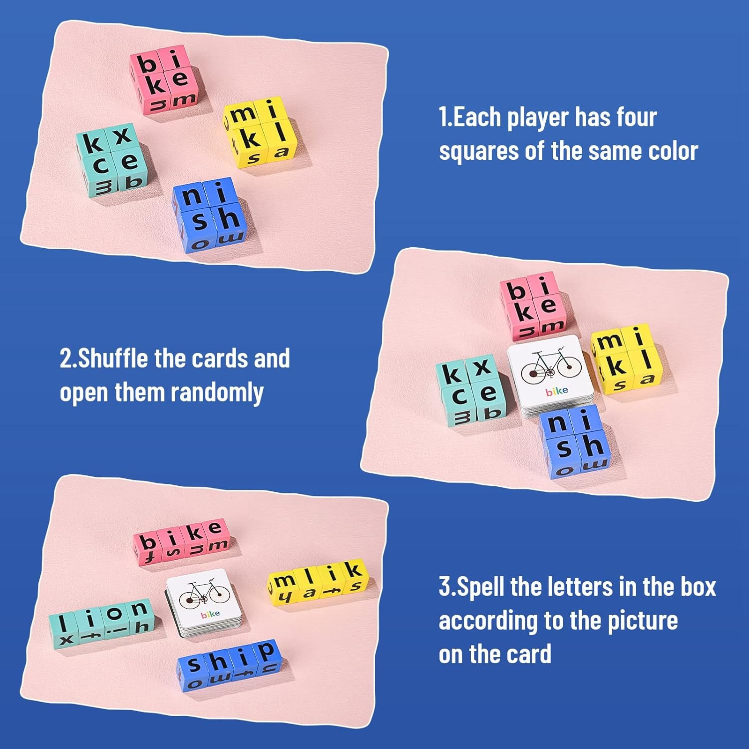 Wooden Blocks Spelling Game, Wooden Alphabet Puzzles Blocks, Matching Letter Gam