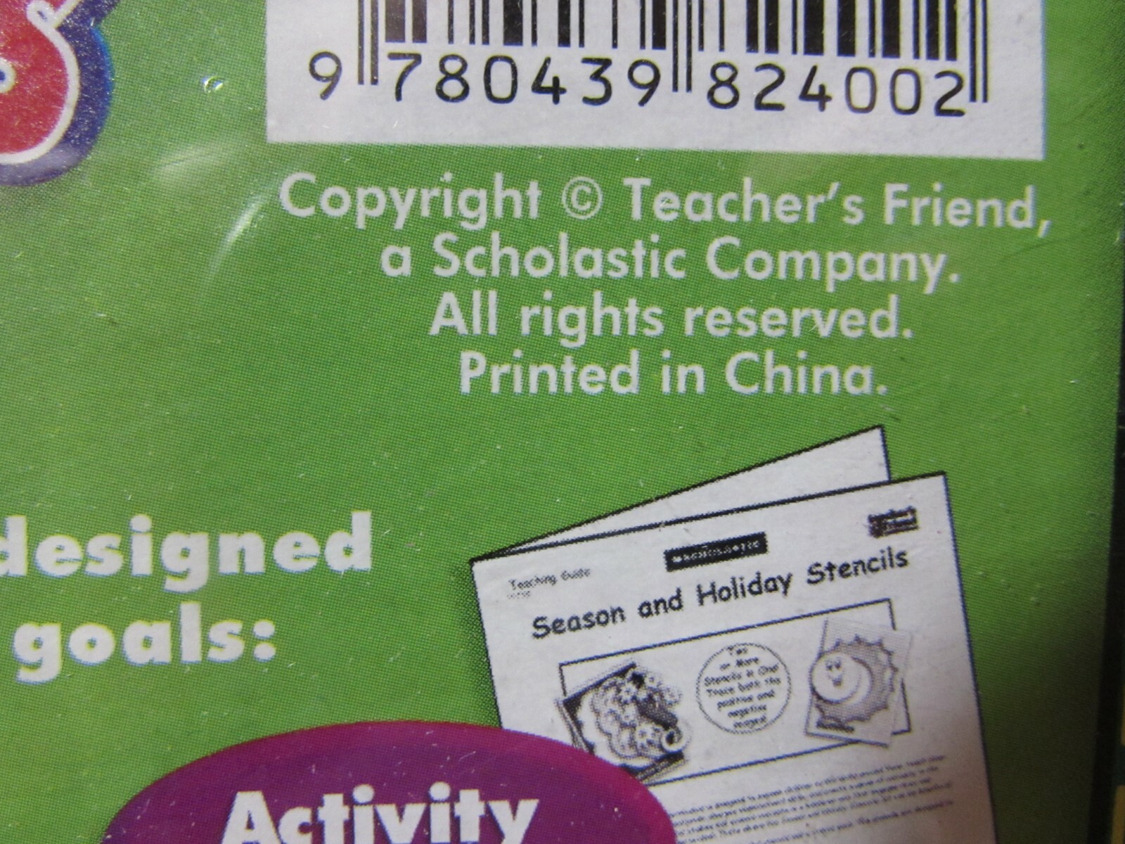 NEW/sealed Scholastic PreK-1 Season Holiday 15+ Large Stencils & activity guide