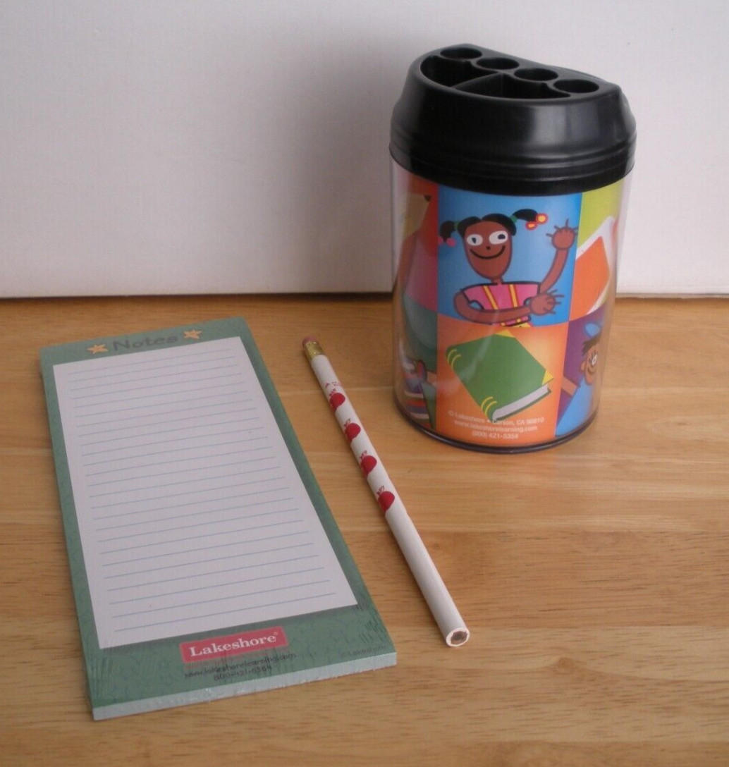 Lakeshore Learning Teacher’s Pencil Cup 5 1/2″ X 3″ & 2 Piece Magnetic Note Set