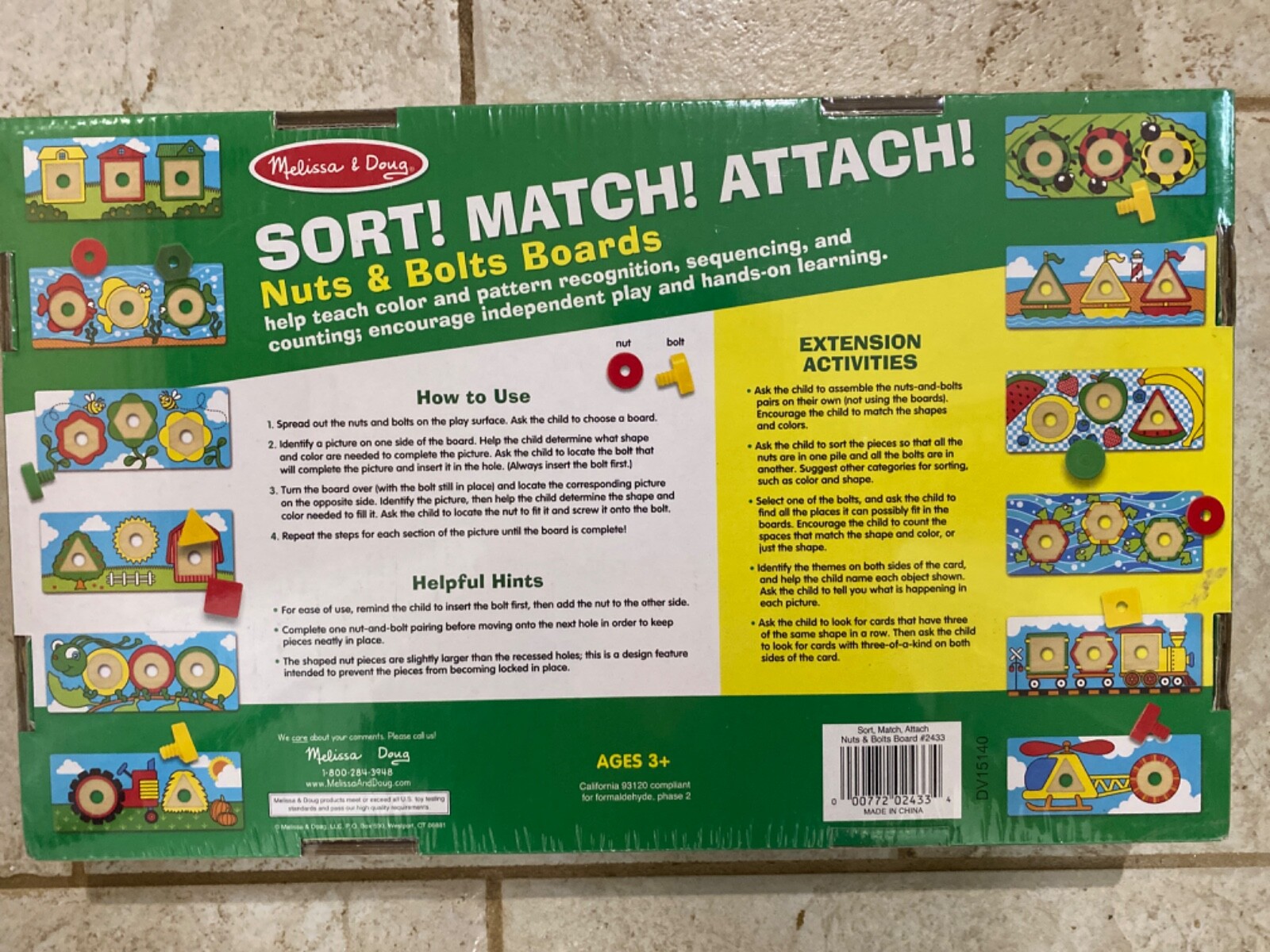 * NEW * Melissa & Doug Sort! Match! Attach! Nuts & Bolts Board