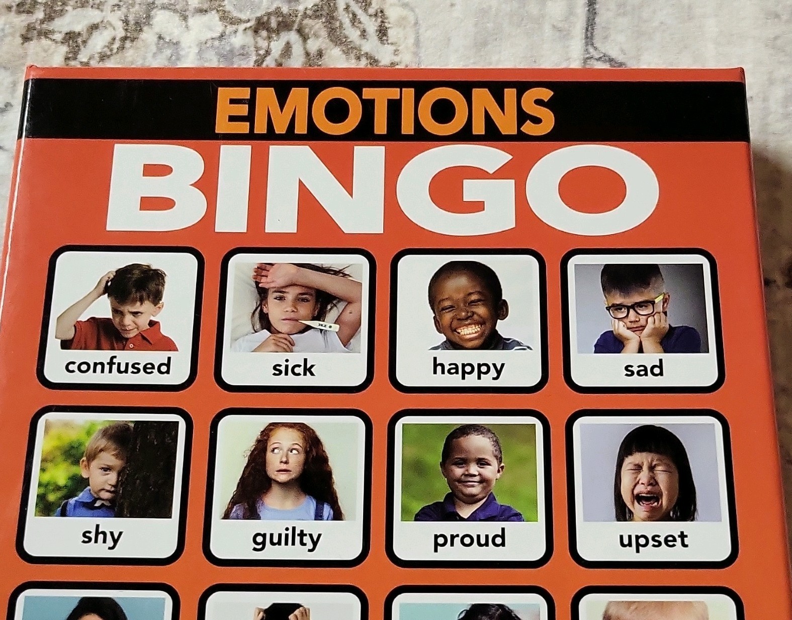 Learn365 Emotions Bingo Educational Game Set, Orange, 32 Game Cards, Markers
