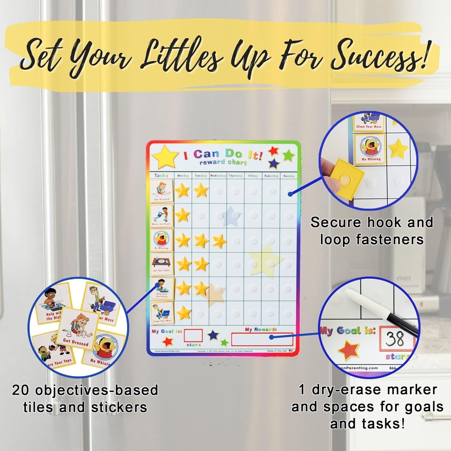 11×15.5-Inch Star Theme Reward Chart for Children, Encourages Independence