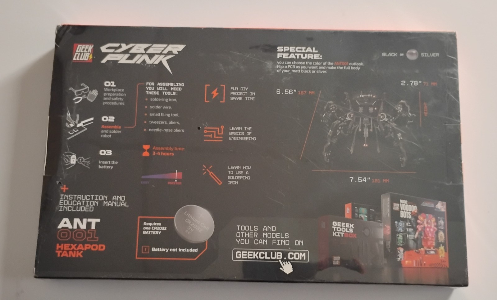 Geek Club Cyber Punk Ant 001 Hexapod Tank Electronic 3D Puzzle Black/Silver STEM