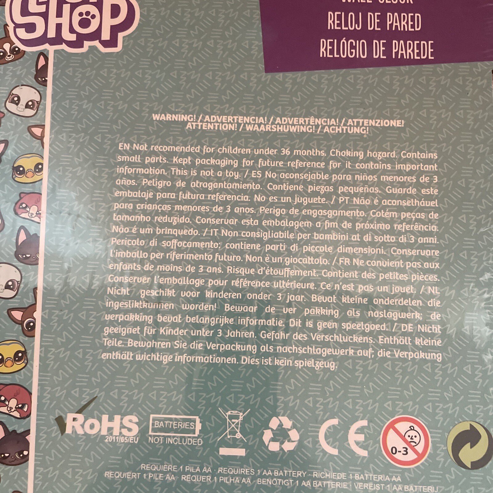 Littlest Pet Shop Analogue Wall Clock Super Hard To Find