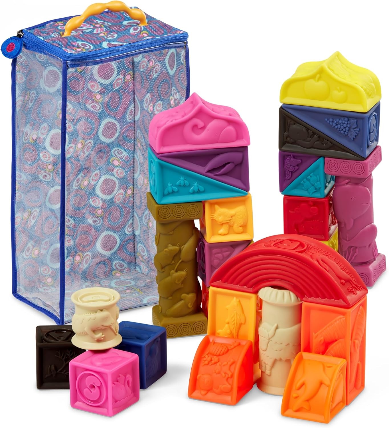 B. toys – Alphabet Learning Blocks for Babies & Toddlers – 26 Soft Squeezable AB