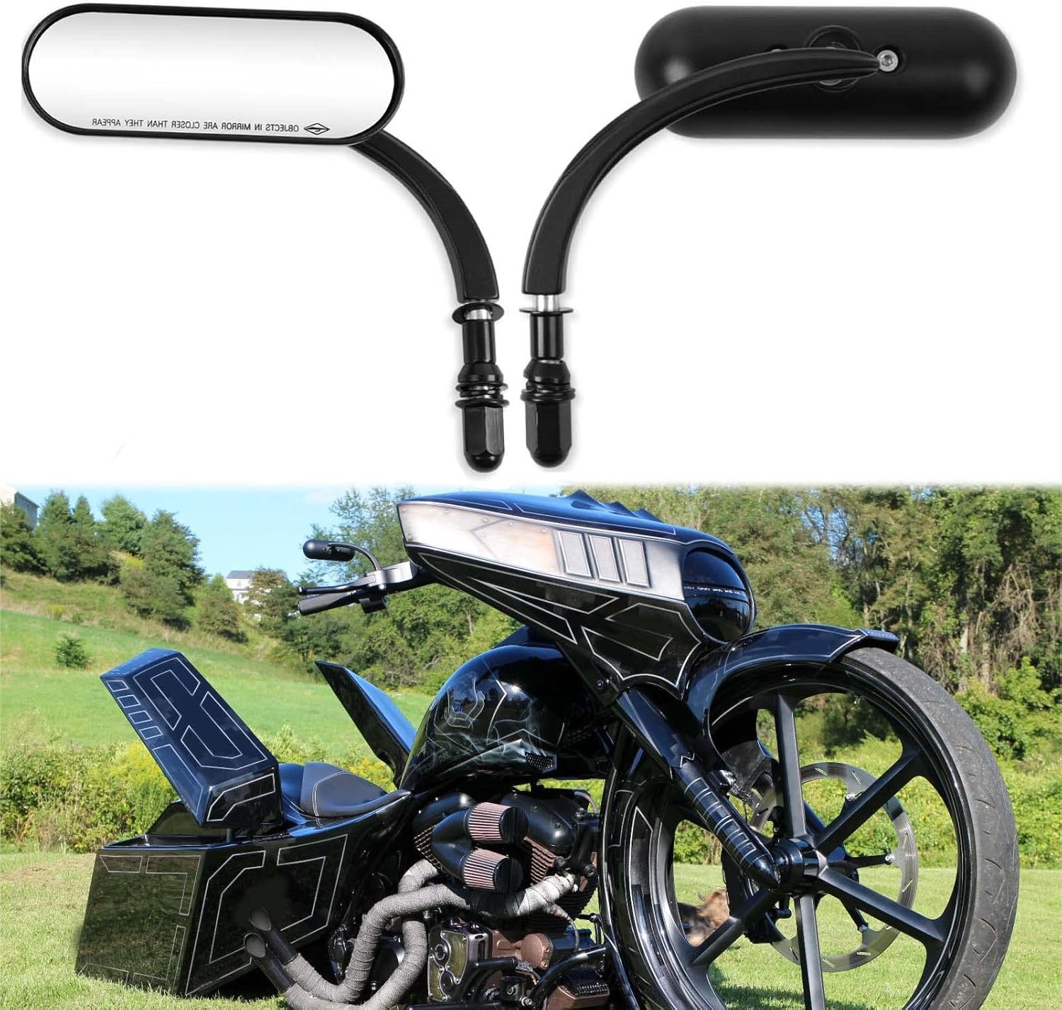 Mini Black Mirrors 8mm 10mm Motorcycle Sportster