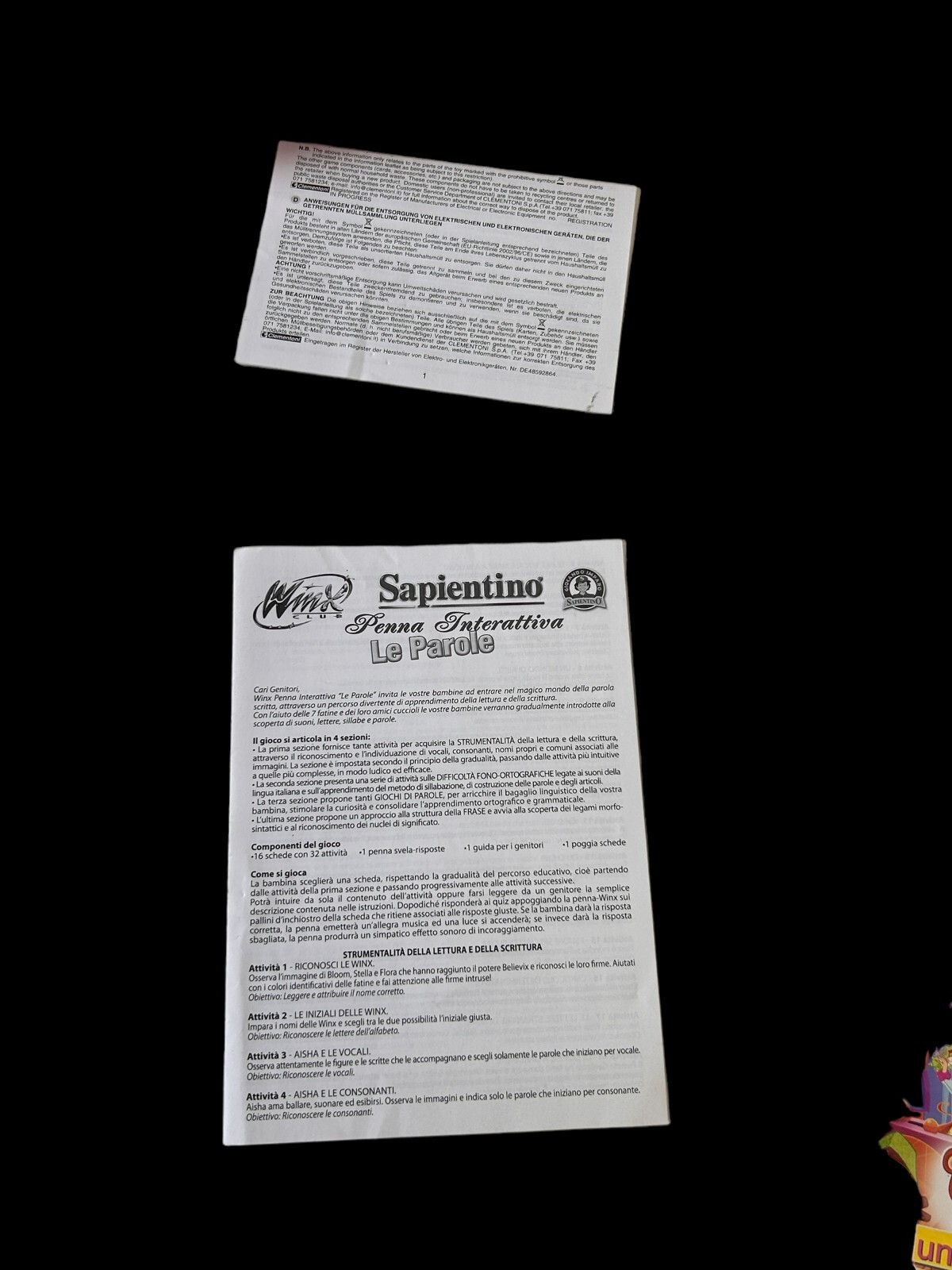 WINX CLUB INTERACTIVE PEN THE WORDS SAPIENTINO CLEMENTONI 4-7 YEARS…