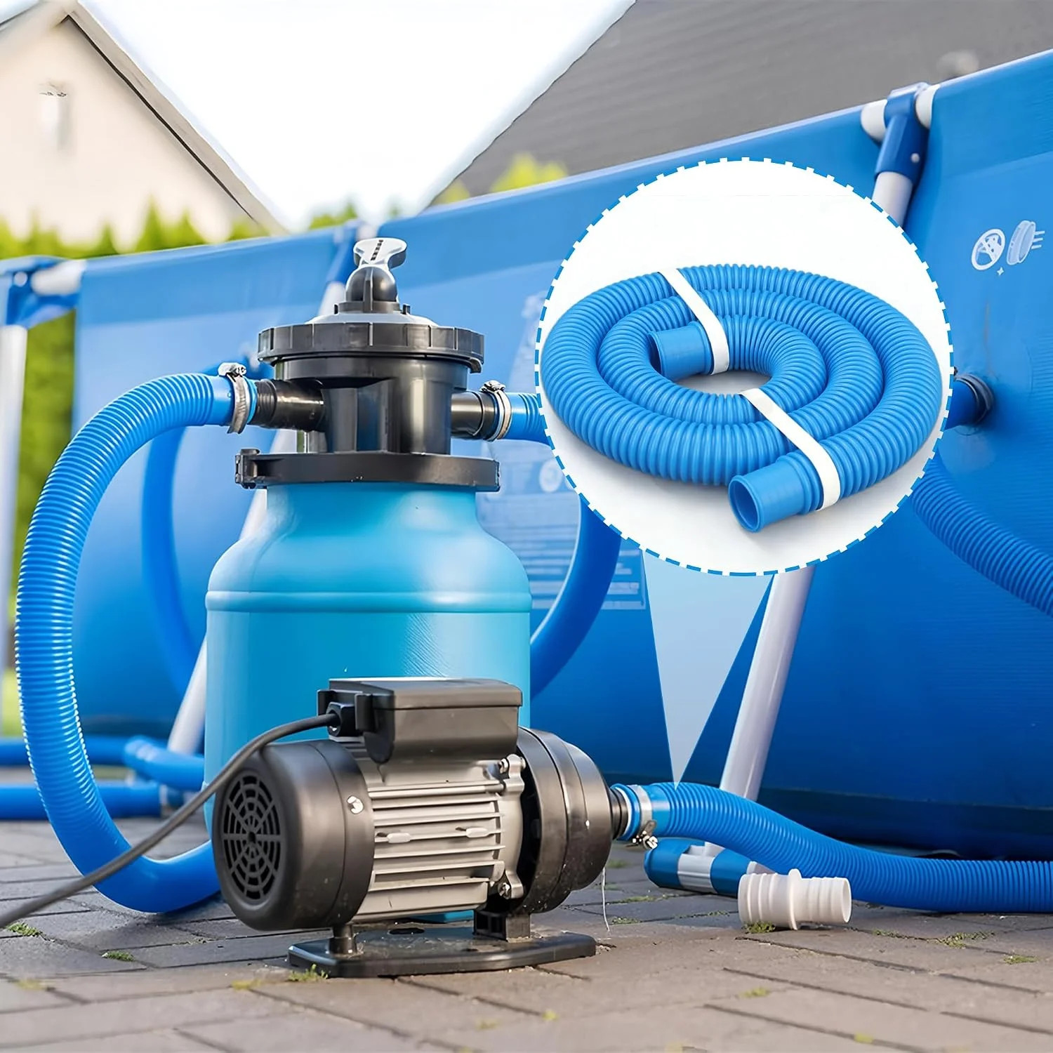 3 Pack Pool Hoses for Above Ground Pools 1.25 x 59 Inch Swimming Pool Pump Repla
