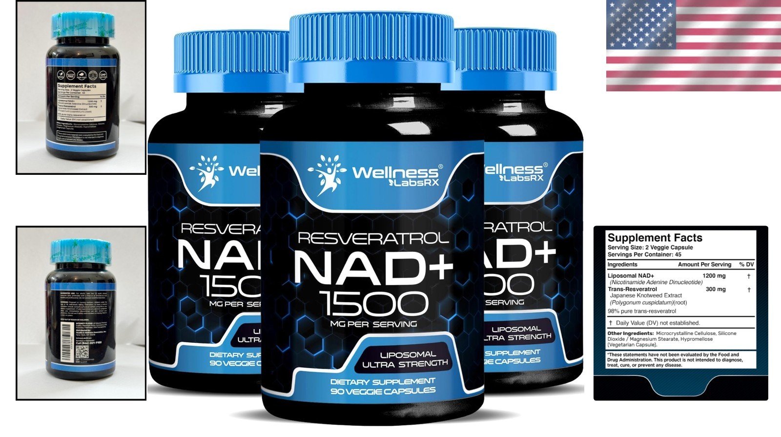 NAD Supplement, 1500mg – Liposomal NAD+ Supplement with Resveratrol, NAD Plus