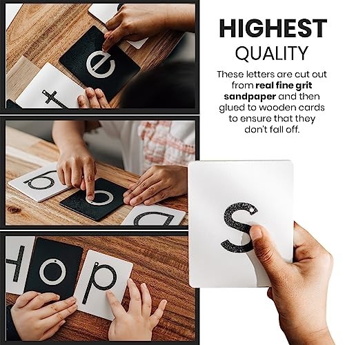 Montessori Sandpaper Letters Set – Tactile Lowercase Alphabet Cards for Sensory