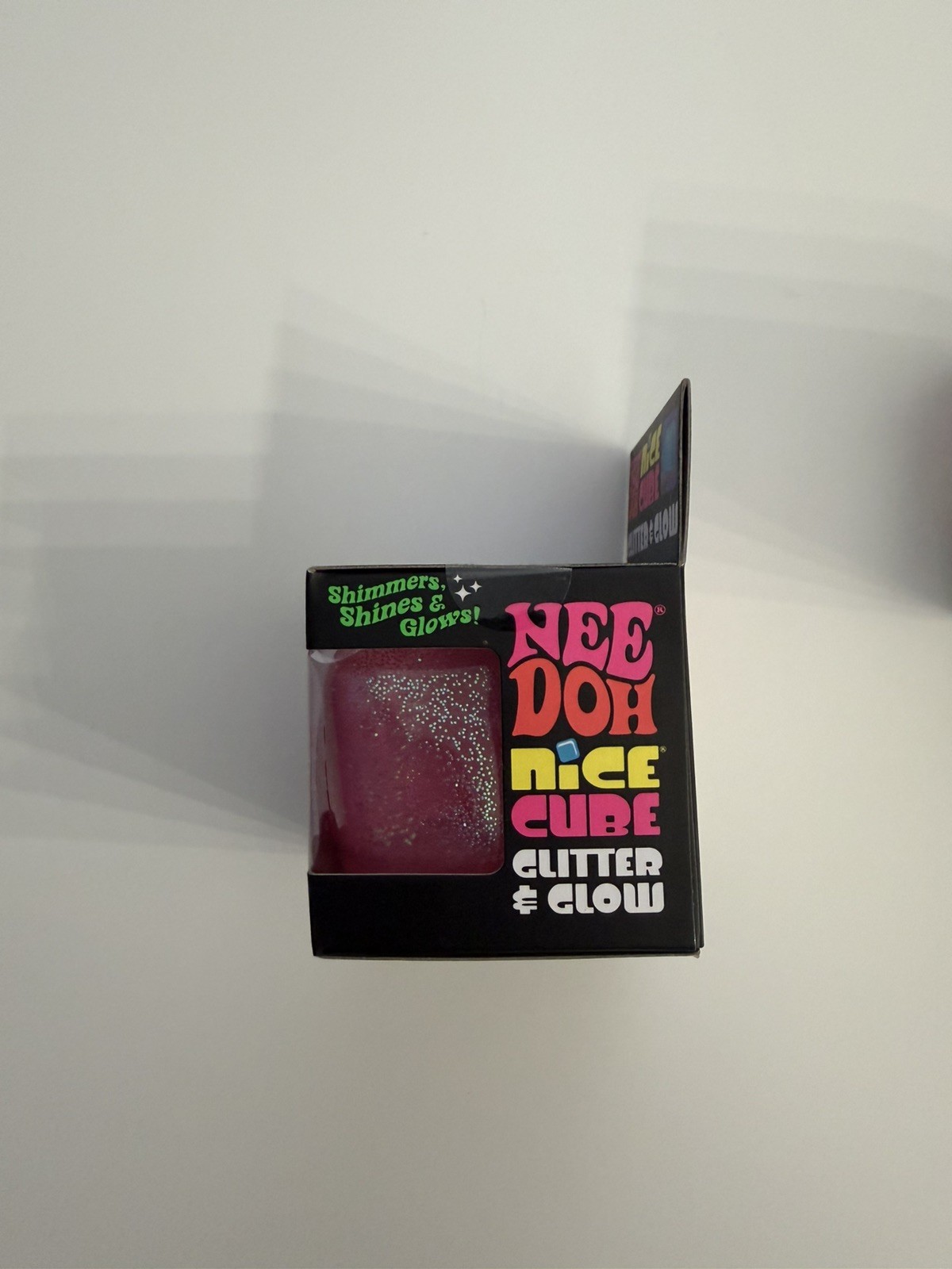 Lot of 2 NeeDoh Nice Cube Glitter & Glow squishy Squish Toy Schylling