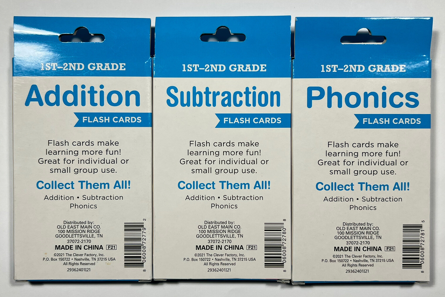 1st-2nd Grade Flash Cards 36 Each Pack Age 4+ Addition Subtraction Phonics NIP