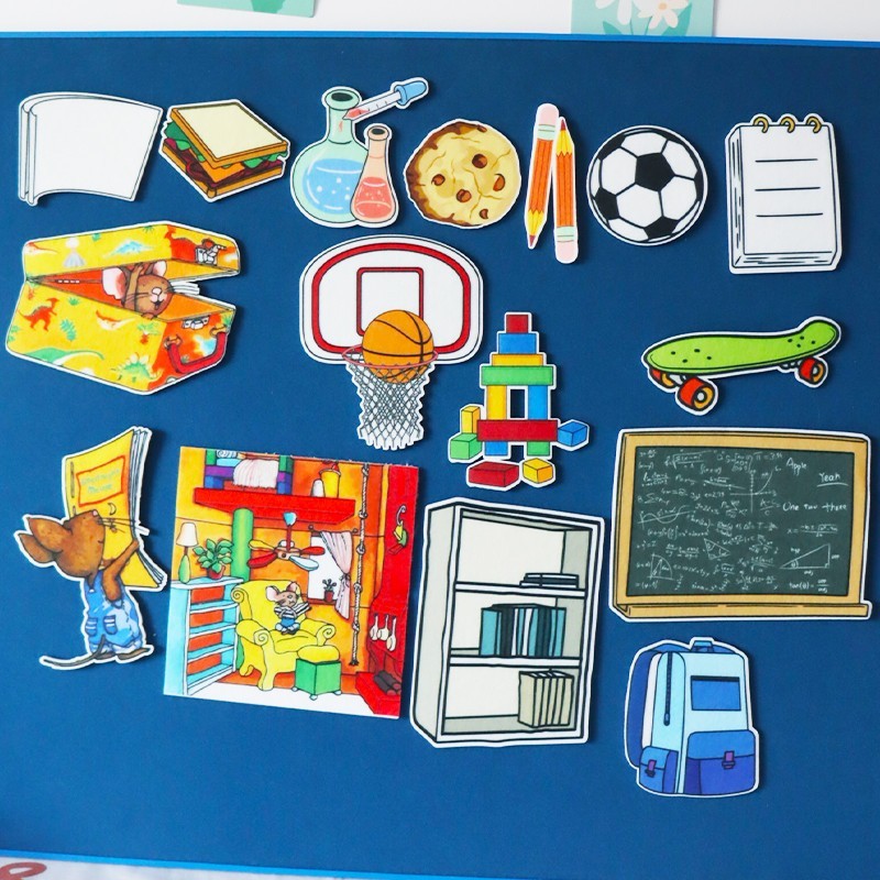 Mouse Goes to School Flannel Board Set Storytelling Felt Story Props Toy