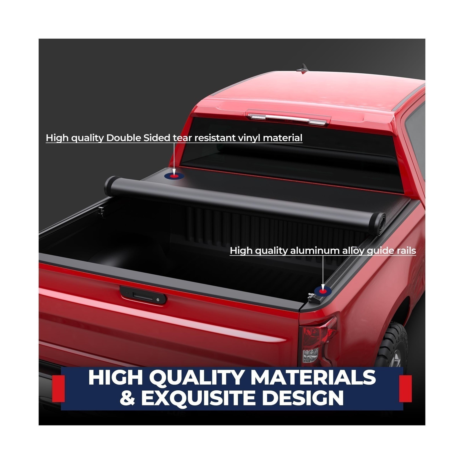 Roll-Up Tonneau Cover – Fit For Silverado/Sierra 2014-2018, 6.5/6.6 Ft Bed