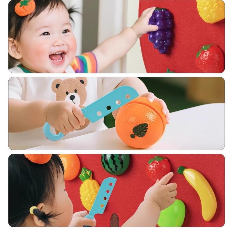 1 Set Baby Felt Board Play Food Toys Wall Sticker Fruits Pretend Play Games