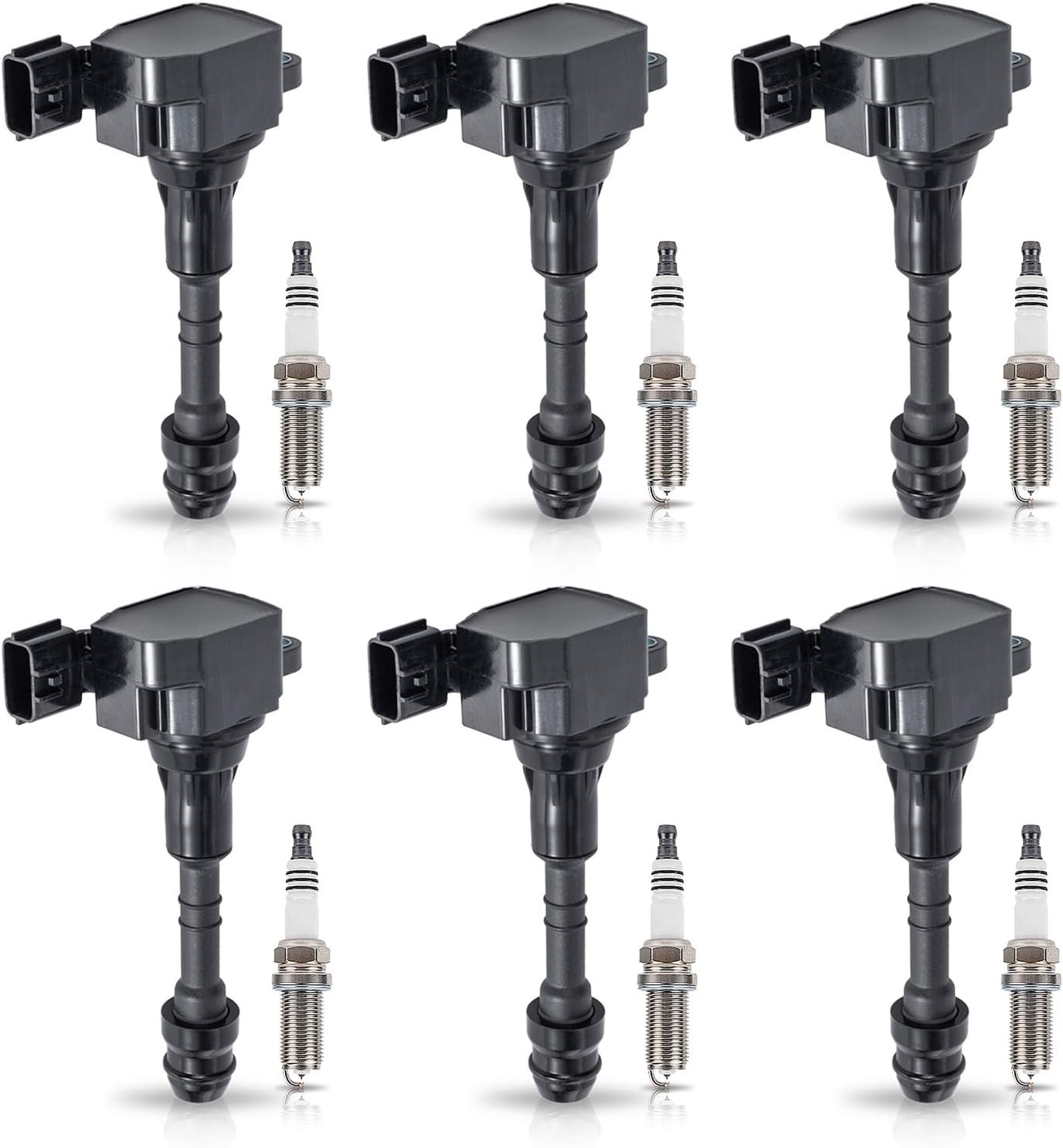 Set Of 6 Ignition Coil Iridium Spark Plug Nissan V6 UF349