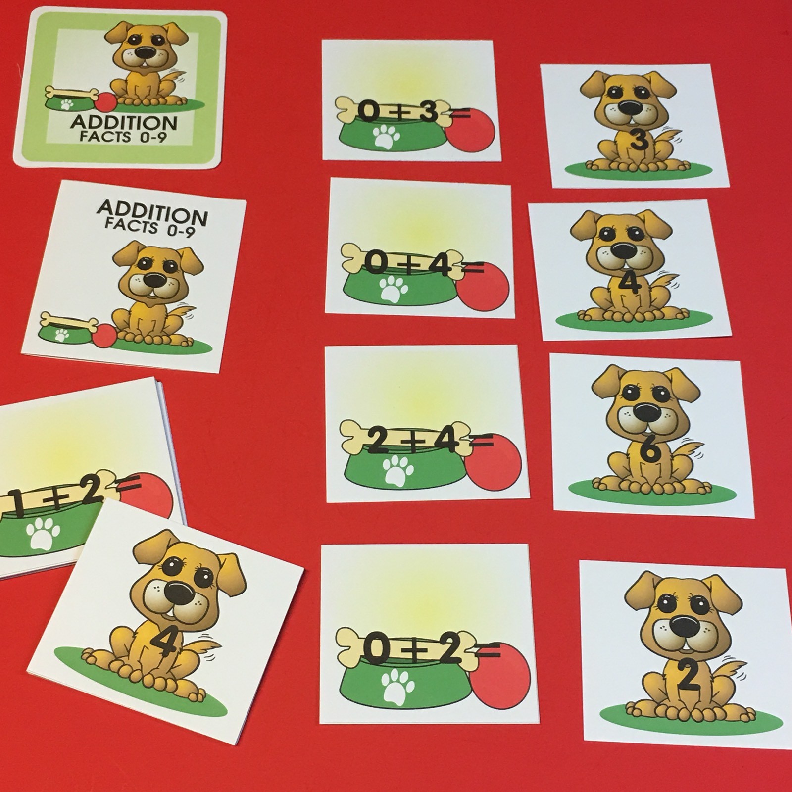PUPPY – Addition Facts 0-9 Matching Game 48 Cards