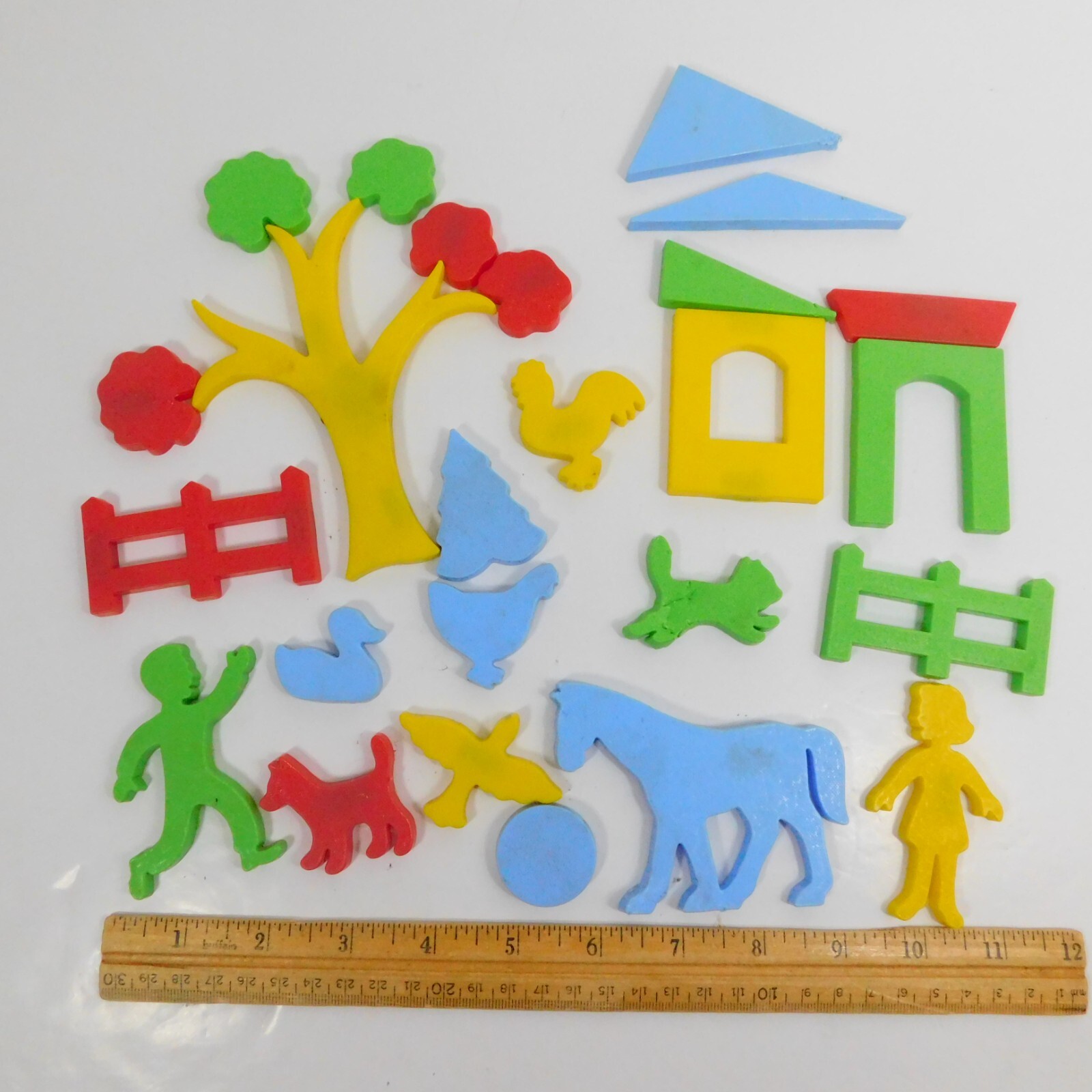 Fridge Magnetic Farm Shaped Lot Barn Chicken Bird Horse Duck Tree Fence Rooster