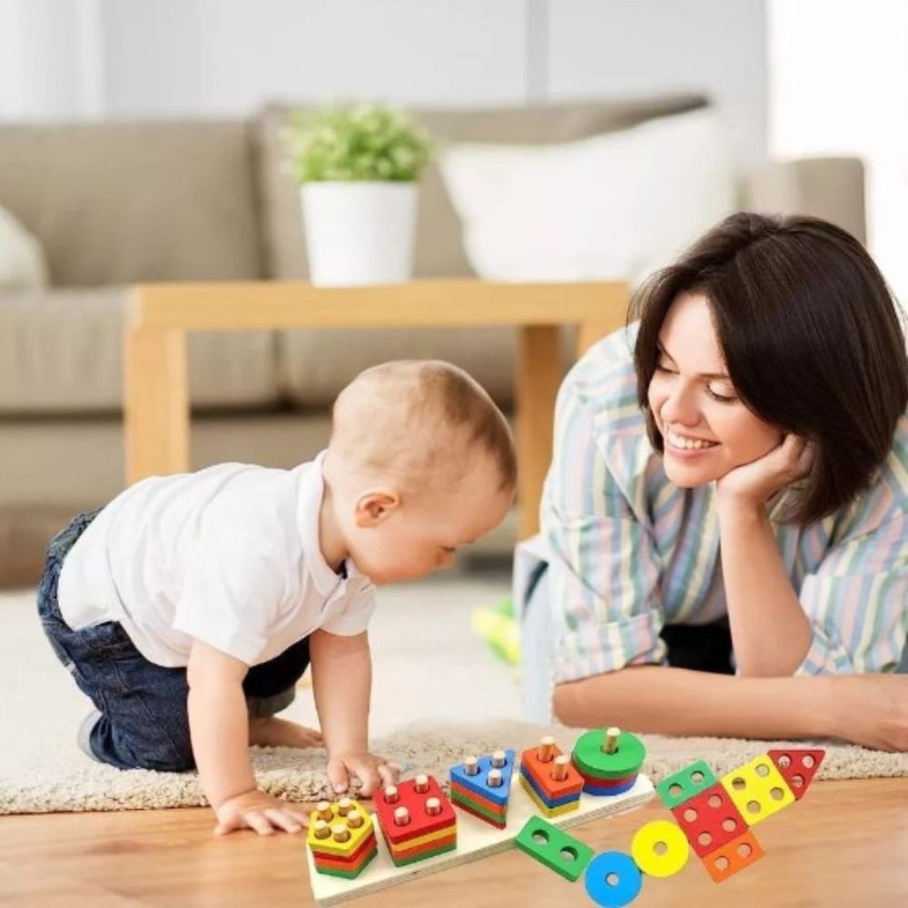 Multi-Color Wooden Puzzle for Kids Educational Montessori Toy Age 1-3 Cognitive