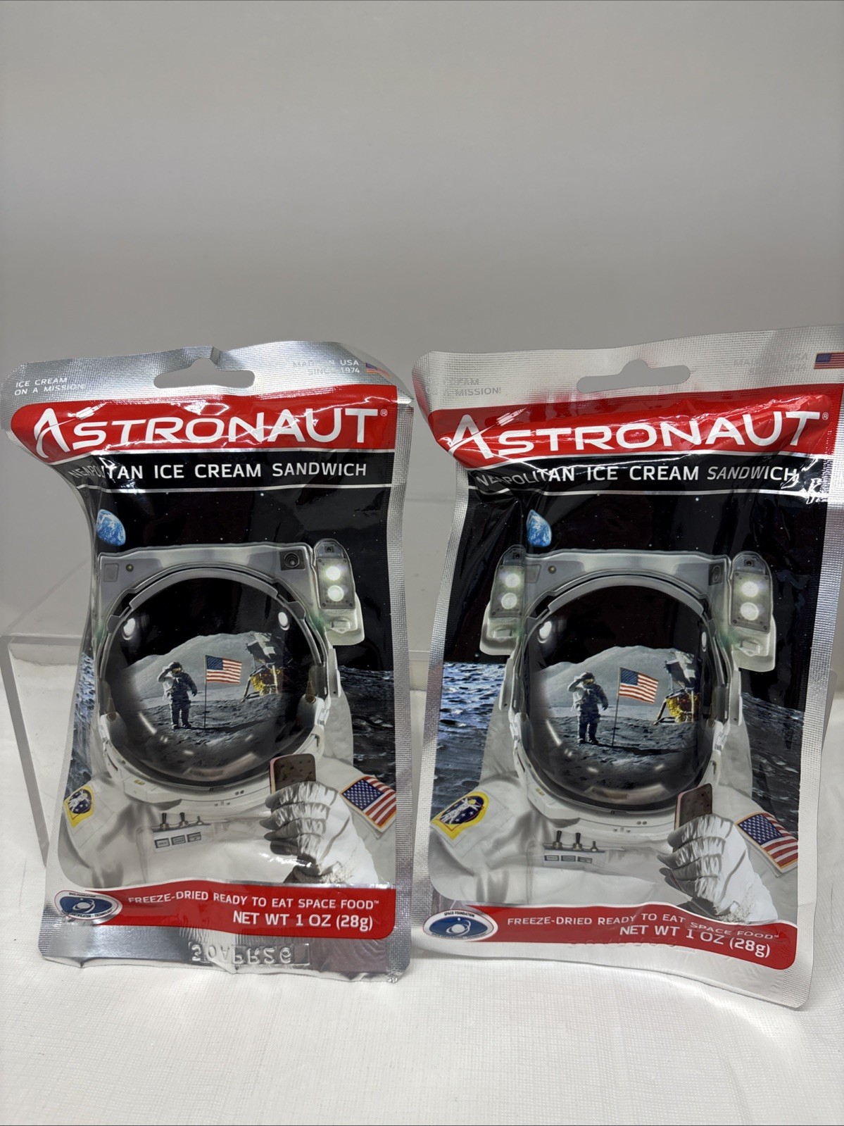 2 X Astronaut Food Neapolitan Ice Cream Sandwich FREEZE DRIED * READ * (B78