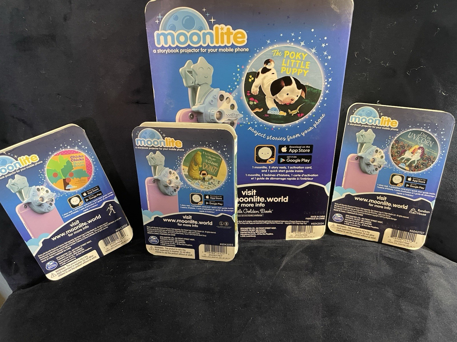 Moonlite Golden Book Projector Gift Pack Lot w Extra Story Reels (3)