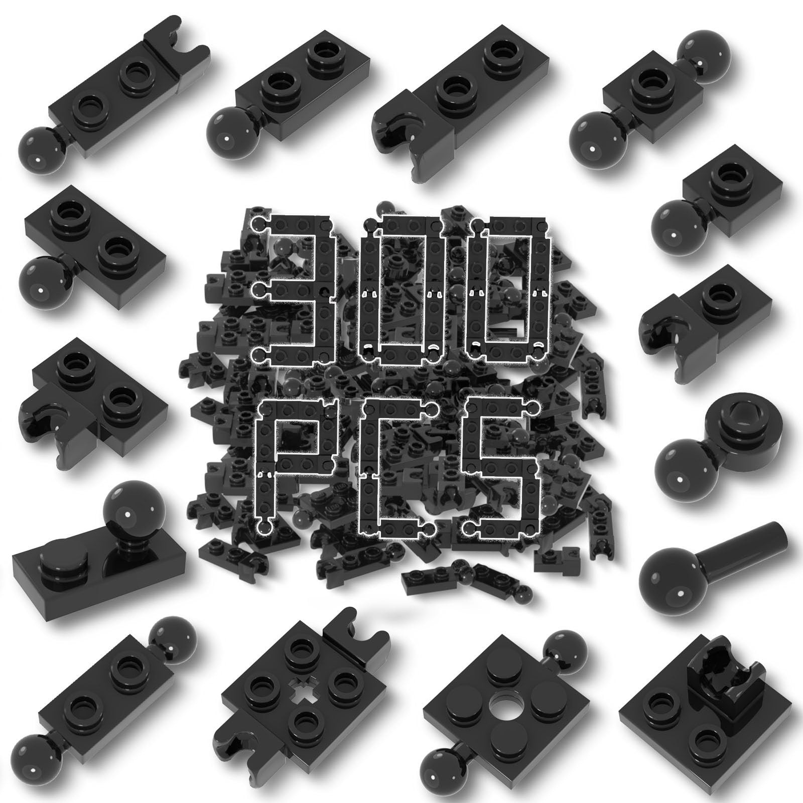 300 Pcs MOC Modified Joint Tow Ball Building Blocks Set, Classic 1×2 Plates, Edu