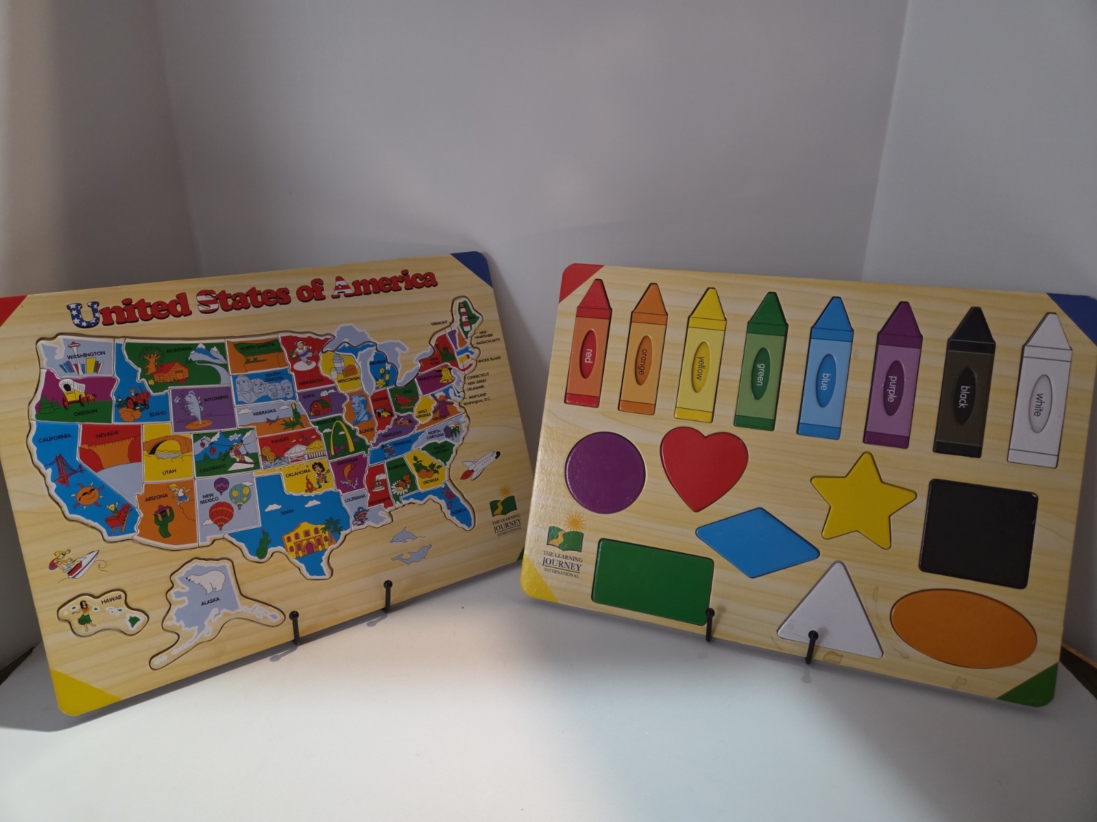 The Learning Journey Lift and Learn Puzzles Colors and Shapes + USA Map 2 Pack