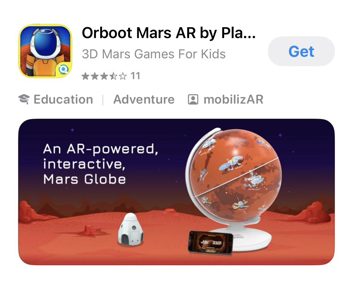 Mars Globe with Rover Locations – by Shifu Orboot, Mars Interactive AR