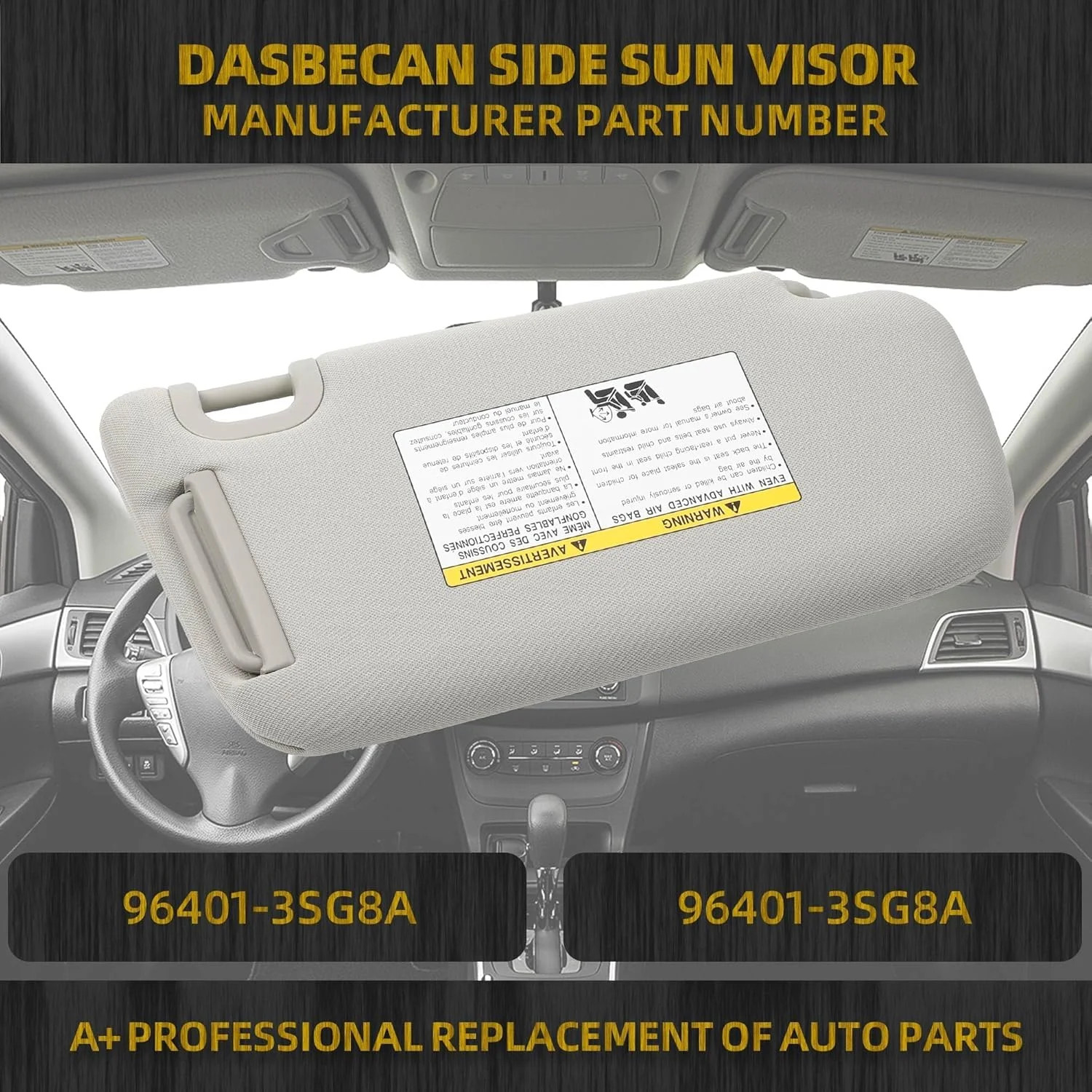 Dasbecan Left Driver Side Sun Visor w/o Light Compatible with Nissan Sentra 2013