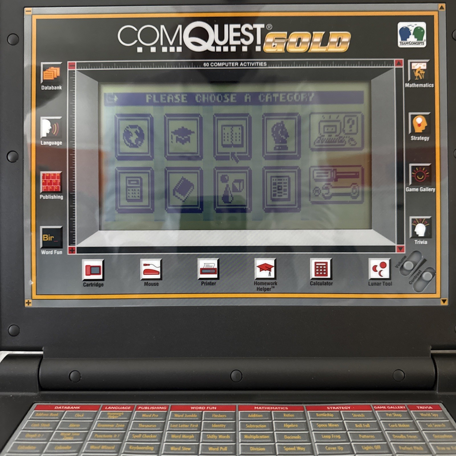 ComQuest Gold Vintage Kids Computer Laptop EXCELLENT Condition by Team Concepts
