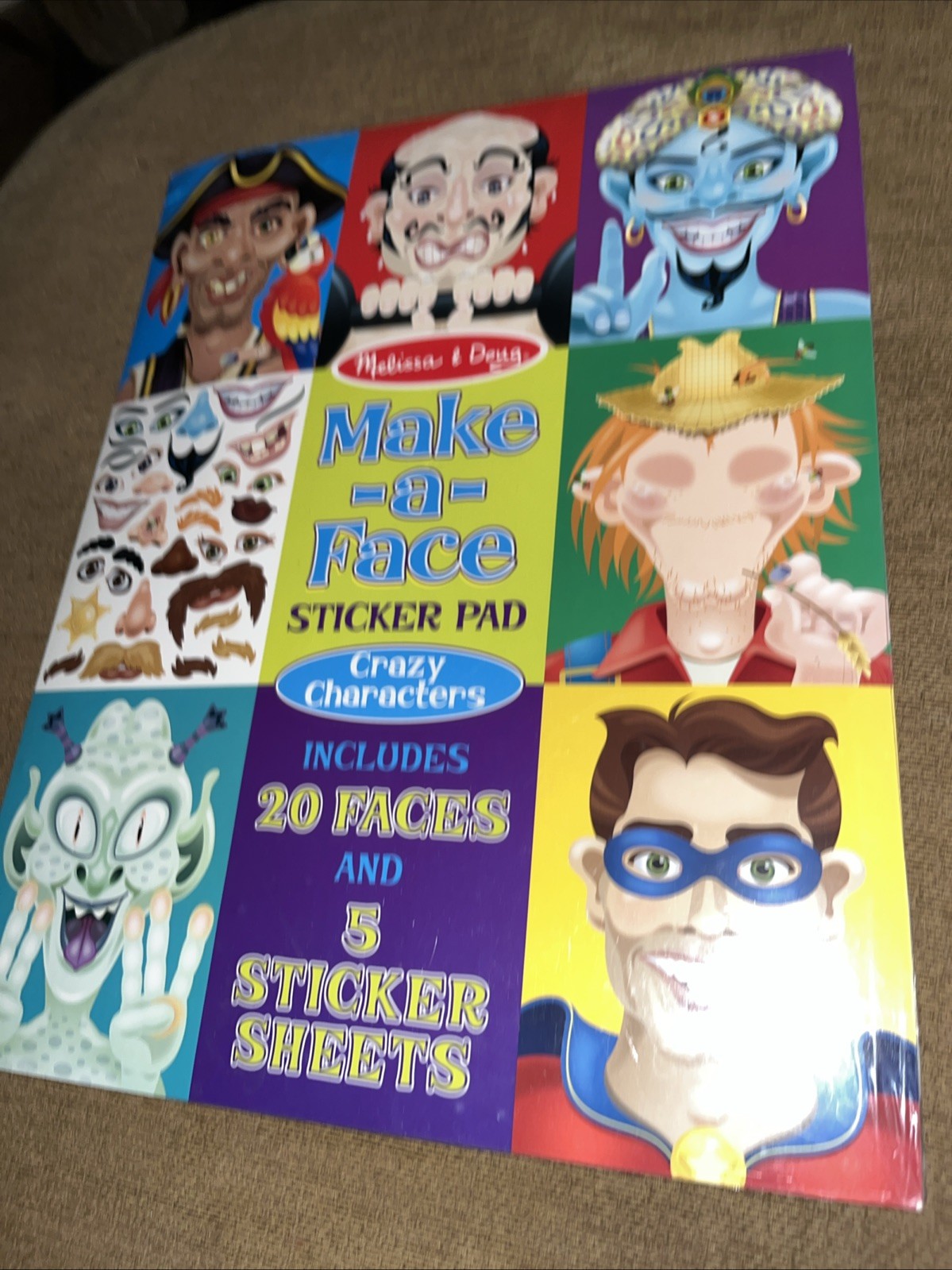 Melissa & Doug Make-a-Face Sticker Pad Crazy Characters 20 Faces New Sealed