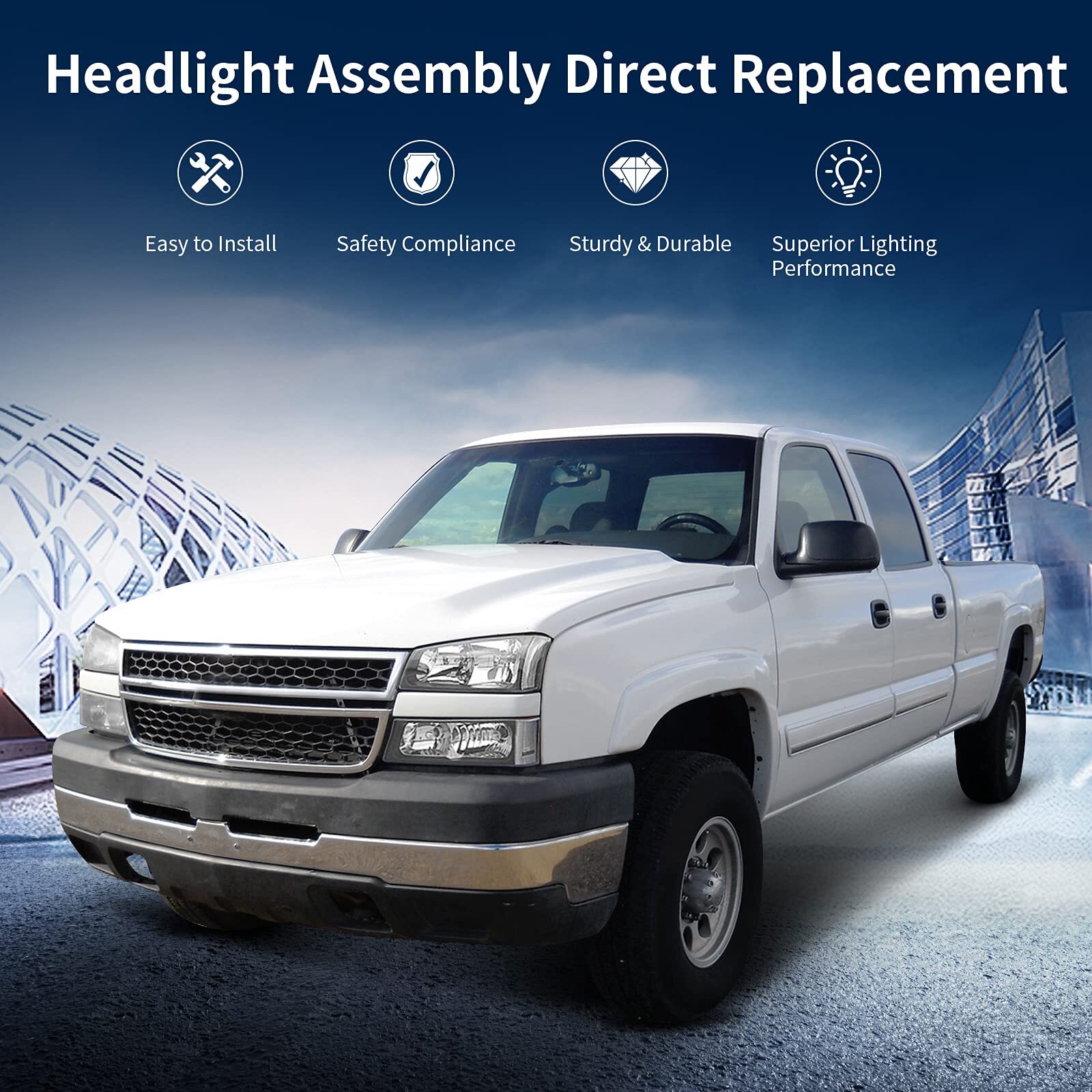 LED – Black/Amber/Clear AUTOSAVER88 Headlight Assembly kit Compatible with