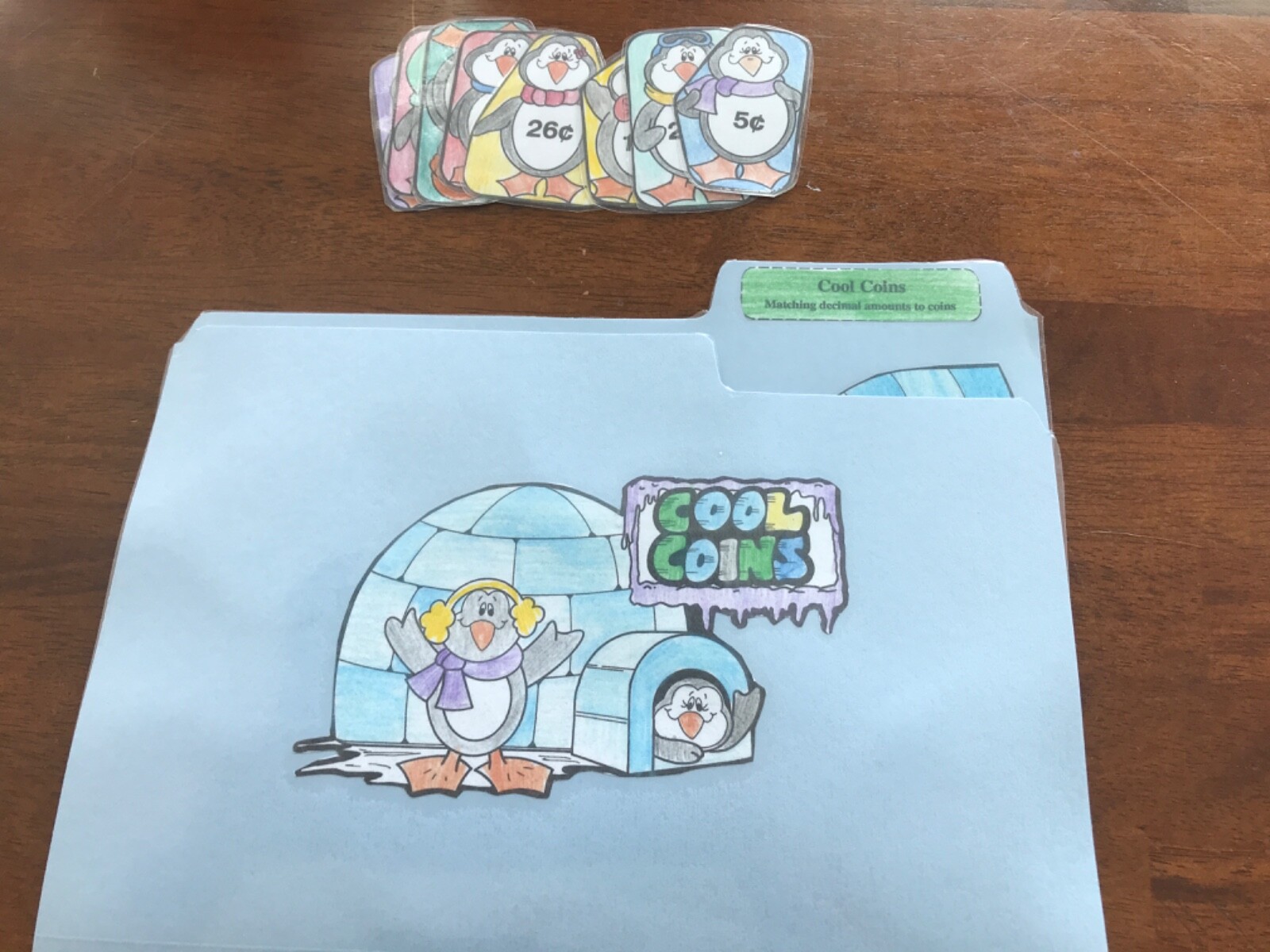 Cool Coins! Counting Change 1st grade math file folder game teacher