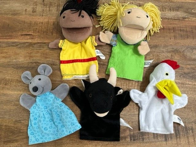 Lot 5 Kaplan Early Learning Diveristy Plush Hand Puppets Girls Cow Mouse Chicken