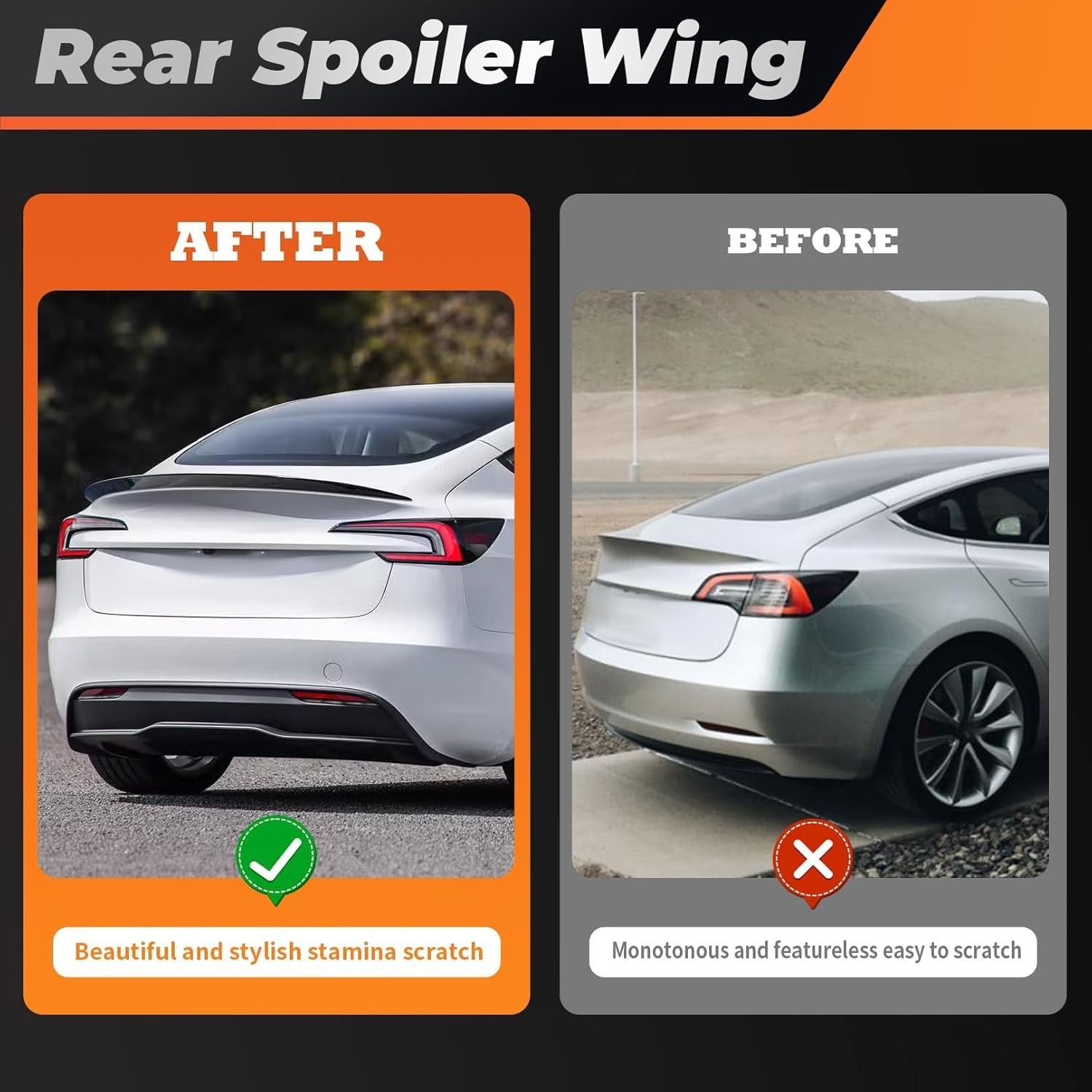 Spoiler Compatible with Model 3 2017-2023 2024 2025 Rear Spoiler Wing Lip Tail