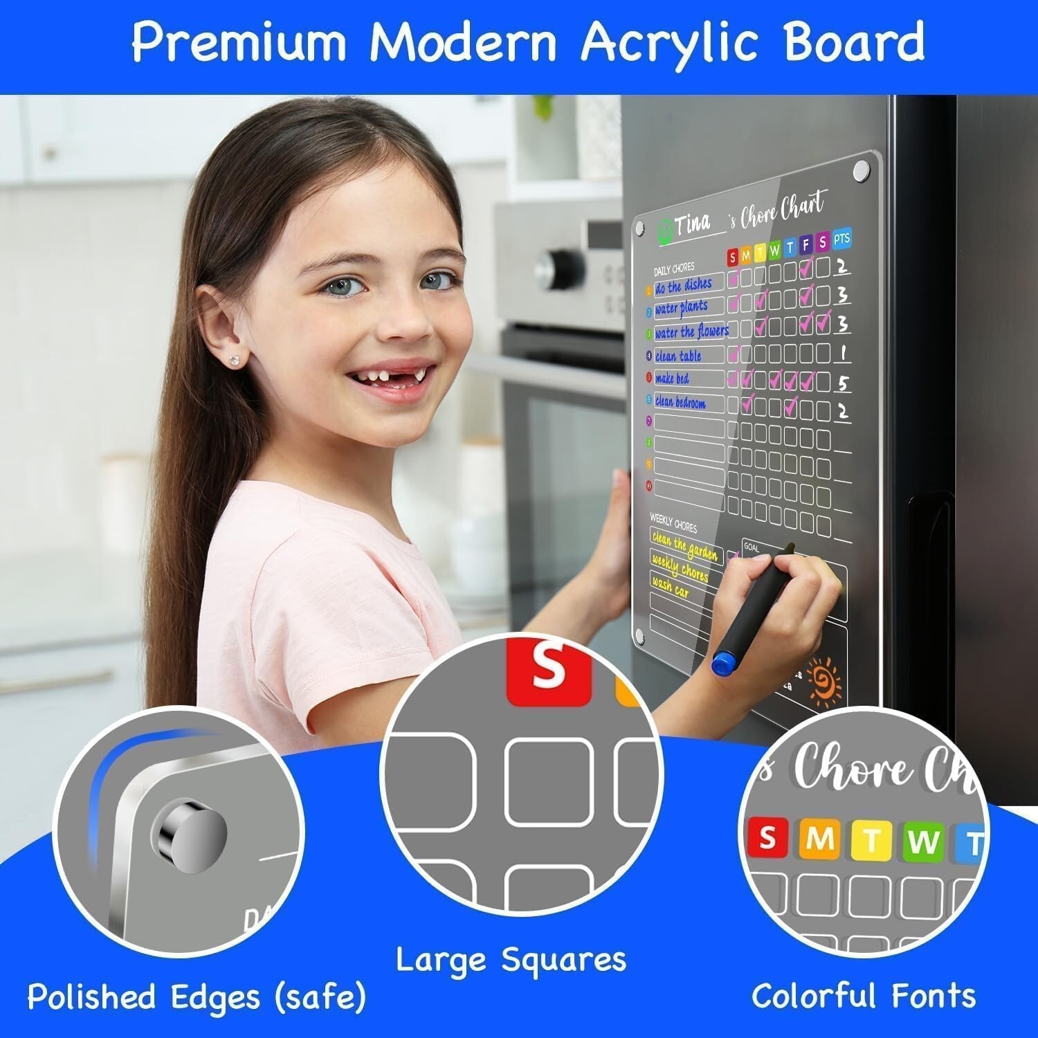 Interactive Magnetic Chore Chart with 12 Markers for Kids – 2PCS, 12″x16″ Design